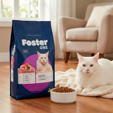 Ra&ccedil;&atilde;o para Gatos Castrados Foster One Sabor Blend de Carnes 10,1Kg