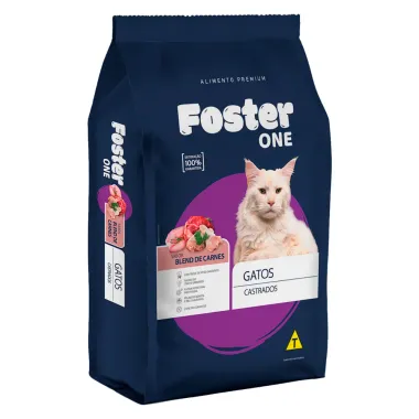 Ra&ccedil;&atilde;o para Gatos Castrados Foster One Sabor Blend de Carnes 10,1Kg