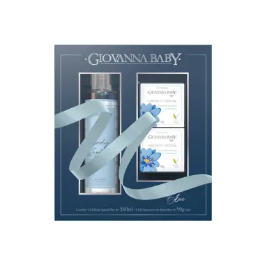 Kit Giovanna Baby Body Splash Blue 260ml + Sabonete em Barra Vegetal Blue 2 Unidades com 90g Cada