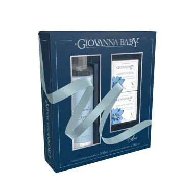 Kit Giovanna Baby Body Splash Blue 260ml + Sabonete em Barra Vegetal Blue 2 Unidades com 90g Cada