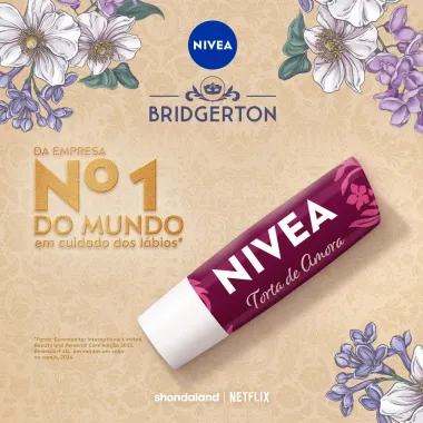 Hidratante Labial Nivea Bridgerton Torta De Amora 24H De Hidrata&ccedil;&atilde;o 4,8G, Edi&ccedil;&atilde;o Limitada