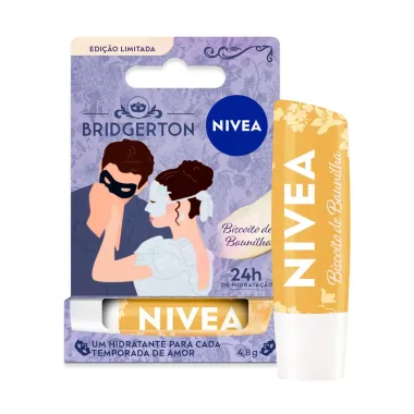 Hidratante Labial Nivea Bridgerton Biscoito de Baunilha 24H de Hidrata&ccedil;&atilde;o 4,8g Edi&ccedil;&atilde;o Limitada