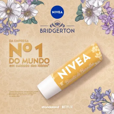 Hidratante Labial Nivea Bridgerton Biscoito de Baunilha 24H de Hidrata&ccedil;&atilde;o 4,8g Edi&ccedil;&atilde;o Limitada