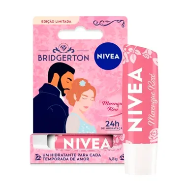 Hidratante Labial Nivea Bridgerton Merengue Ros&eacute; 24H de Hidrata&ccedil;&atilde;o 4,8g  Edi&ccedil;&atilde;o Limitada