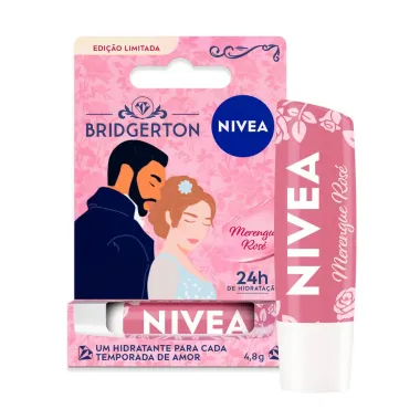 Hidratante Labial Nivea Bridgerton Merengue Ros&eacute; 24H de Hidrata&ccedil;&atilde;o 4,8g  Edi&ccedil;&atilde;o Limitada