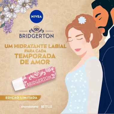 Hidratante Labial Nivea Bridgerton Merengue Ros&eacute; 24H de Hidrata&ccedil;&atilde;o 4,8g  Edi&ccedil;&atilde;o Limitada