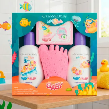 Shampoo e Condicionador Giovanna Baby e Kids Giby e Gaby 200ml cada Sabonete Vegetal Hidratante Gaby 90g Esponja de Banho