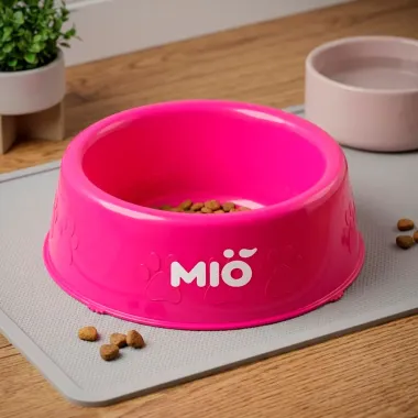 Comedouro Mi&oacute; Pata para C&atilde;es e Gatos Filhotes Rosa