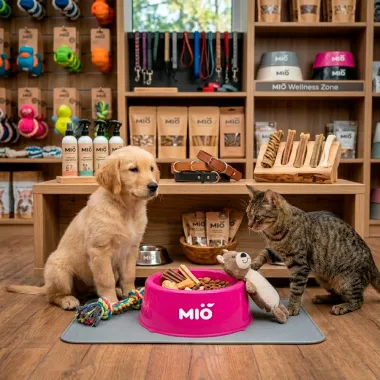 Comedouro Mi&oacute; Pata para C&atilde;es e Gatos Filhotes Rosa