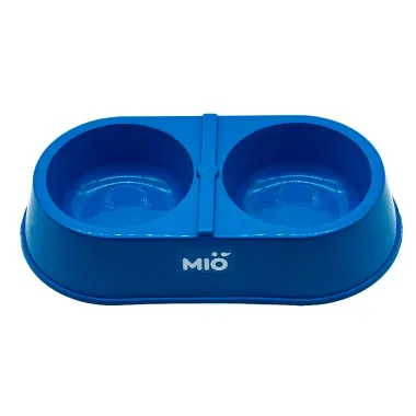 Comedouro Mi&oacute; Pata Duplo para C&atilde;es e Gatos Azul