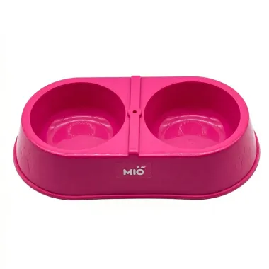 Comedouro Mi&oacute; Pata Duplo para C&atilde;es e Gatos Rosa