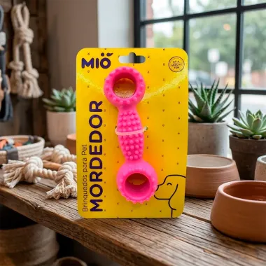 Mordedor para C&atilde;es Mi&oacute; Play Halter com Textura Massageadora Rosa 1 Unidade