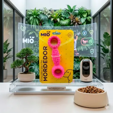 Mordedor para C&atilde;es Mi&oacute; Play Halter com Textura Massageadora Rosa 1 Unidade