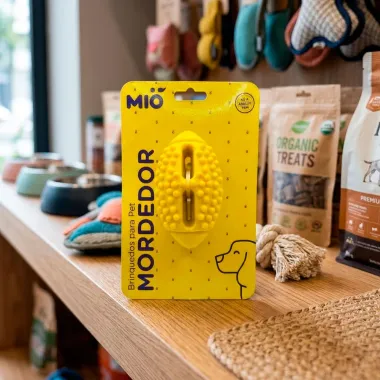 Mordedor para C&atilde;es Mi&oacute; Bola de Futebol com Textura Massageadora Amarelo 1 Unidade