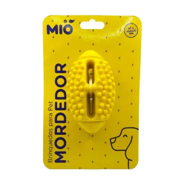 Mordedor para C&atilde;es Mi&oacute; Bola de Futebol com Textura Massageadora Amarelo 1 Unidade