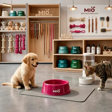 Comedouro Mi&oacute; Pata para C&atilde;es e Gatos Vermelho