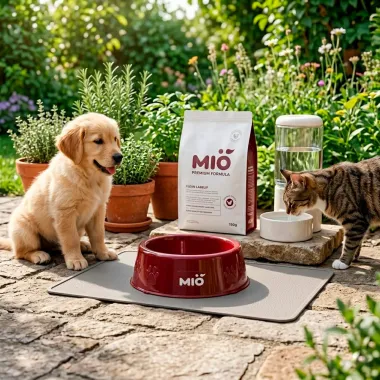 Comedouro Mi&oacute; Pata para C&atilde;es e Gatos Vermelho
