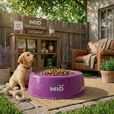 Comedouro Mi&oacute; Pata para C&atilde;es e Gatos Lil&aacute;s