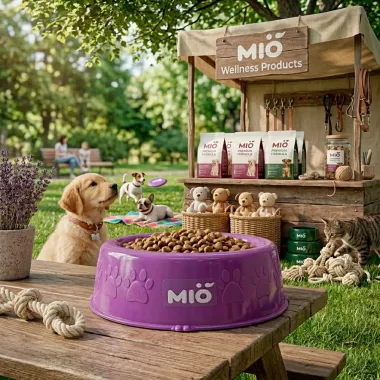 Comedouro Mi&oacute; Pata para C&atilde;es e Gatos Lil&aacute;s