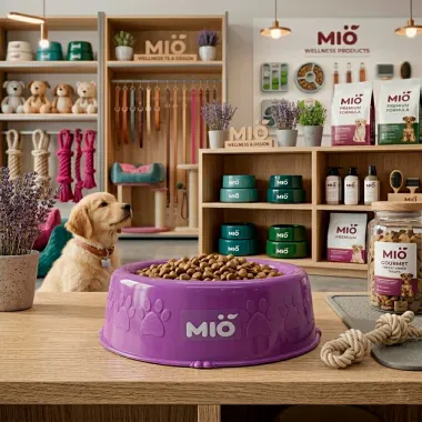 Comedouro Mi&oacute; Pata para C&atilde;es e Gatos Lil&aacute;s