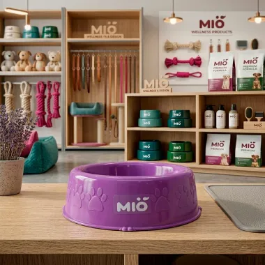 Comedouro Mi&oacute; Pata para C&atilde;es e Gatos Lil&aacute;s