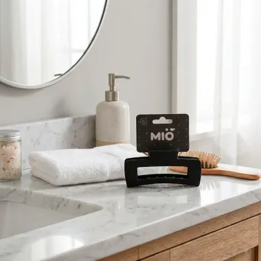 Prendedor de Cabelo Piranha Mi&oacute; Retangular Preto 1 Unidade