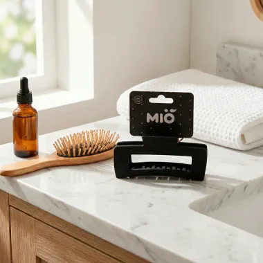 Prendedor de Cabelo Piranha Mi&oacute; Retangular Preto 1 Unidade