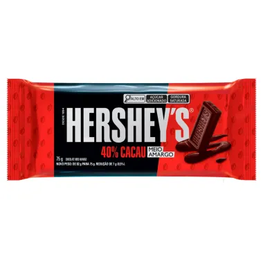 Chocolate Hersheys 40% Cacau Chocolate Meio Amargo 75g