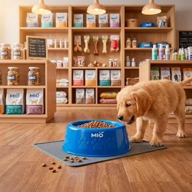 Comedouro Mi&oacute; Pata para C&atilde;es e Gatos Filhote Azul