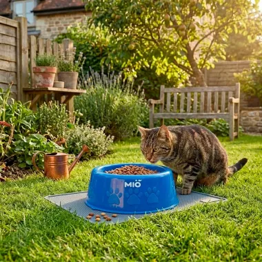 Comedouro Mi&oacute; Pata para C&atilde;es e Gatos Filhote Azul