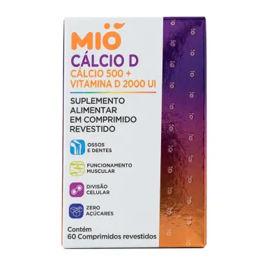 C&aacute;lcio D Mi&oacute; C&aacute;lcio 500mg e Vitamina D 2000UI com 60 Comprimidos Revestidos