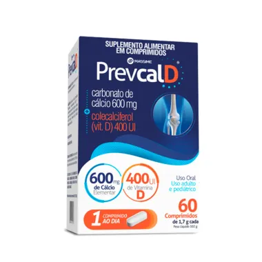 Prevcal D 400Ui 600mg de C&aacute;lcio Elementar com 60 Comprimidos