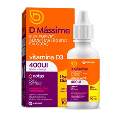 D.M&aacute;ssime Vitamina D3 Suplemento Alimentar Gotas 400Ui Sabor Frutas Vermelhas 10ml