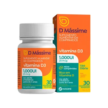 D.Massime Vitamina D3 1000Ui Suplemento Alimentar com 30 Comprimidos Revestidos