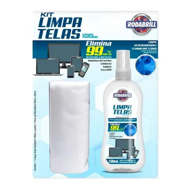 Kit Limpa Telas Rodabrill Spray 100ml e 1 Pano de Microfibra 20cm x 20cm
