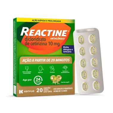 Reactine 10mg com 20 C&aacute;psulas Moles