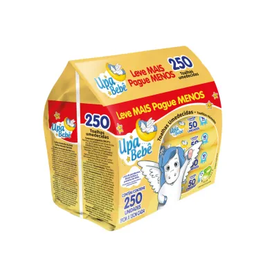 Toalha Umedecida  Upa Beb&ecirc; Com 250 Unidades Leve Mais por Menos