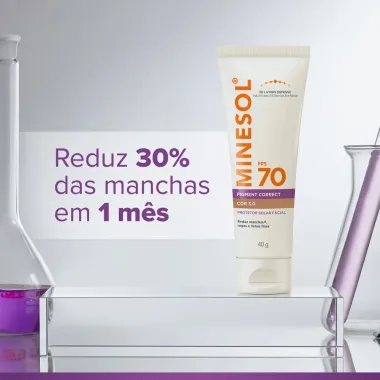 Protetor Solar Facial Minesol FPS 70 Pigment Correct Cor 3.0 40g