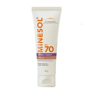 Protetor Solar Facial Minesol FPS 70 Pigment Correct Cor 3.0 40g