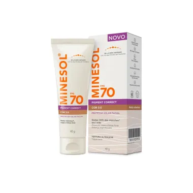 Protetor Solar Facial Minesol FPS 70 Pigment Correct Cor 3.0 40g
