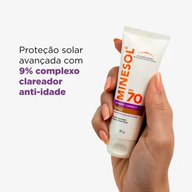Protetor Solar Facial Minesol FPS 70 Pigment Correct Cor 3.0 40g