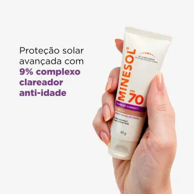 Protetor Solar Facial Minesol FPS 70 Pigment Correct Cor 2.0 40g