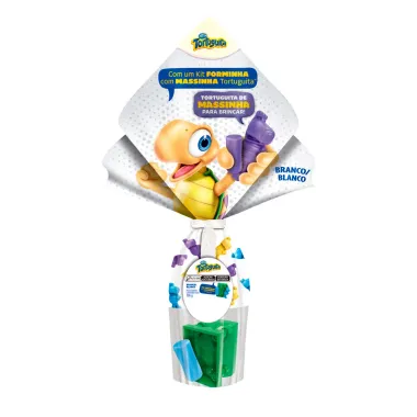 Ovo de P&aacute;scoa Arcor Tortuguita Chocolate Branco Vem com 1 Kit Forminha com Massinha 100g