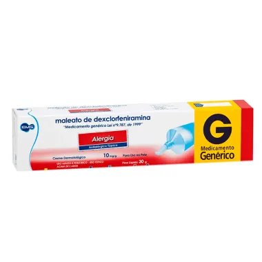 Dexclorfeniramina 10mg/g EMS Gen&eacute;rico Creme Dermatol&oacute;gico com 30g