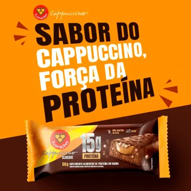 Barra de Prote&iacute;na 3 Cora&ccedil;&otilde;es 15g Prote&iacute;na Cappuccino Classic 50g