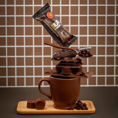 Barra de Proteina 3 Cora&ccedil;&otilde;es 15g Prote&iacute;na Cappuccino Chocolate 50g