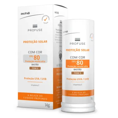 Protetor Solar com Cor Profuse Bast&atilde;o FPS 80 Tom 3 14g