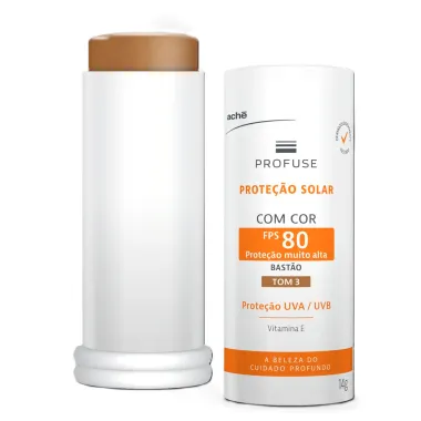 Protetor Solar com Cor Profuse Bast&atilde;o FPS 80 Tom 3 14g