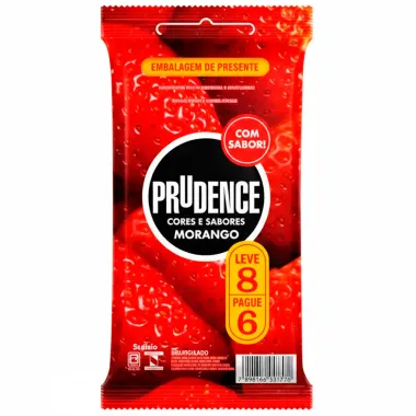 Preservativo Prudence Cores e Sabores com Sabor Morango Leve 8 Unidades e Pague 6 Unidades
