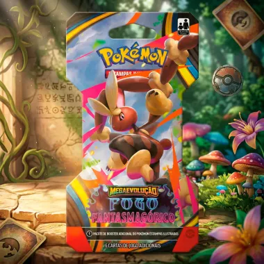 Jogo de Cartas Pok&eacute;mo Megaevolu&ccedil;&atilde;o Fogo Fantasmag&oacute;rico Estampas Ilustradas Blister Unit&aacute;rio 6 Cartas